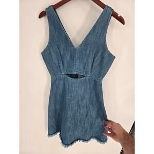 Design Lab Demin Dress Cutout Raw Hem 100% Cotton Women's M